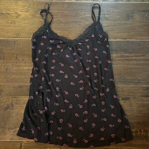 Express Black Chemise with Pink Floral Accents